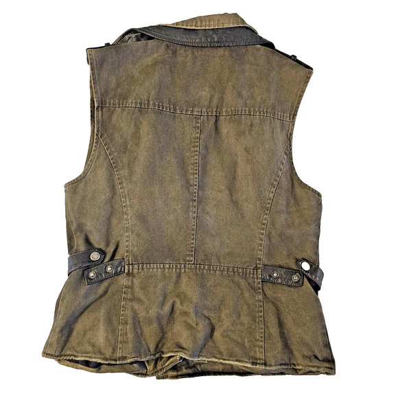 Chelsea & Violet Women's Small Taupe Vegan Leather‎ Moto Vest - Picture 10 of 10